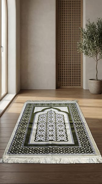 tapis de prière velours contour géométrique