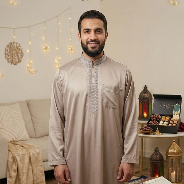 Qamis Homme Rose Bois Effet Satiné