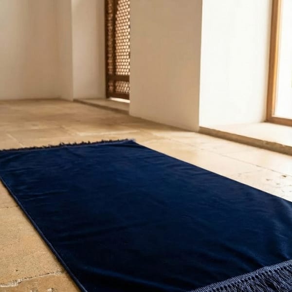 tapis bleu marine mis en scene