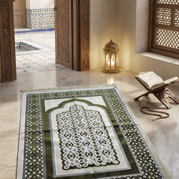 tapis de prière velours contour géométrique