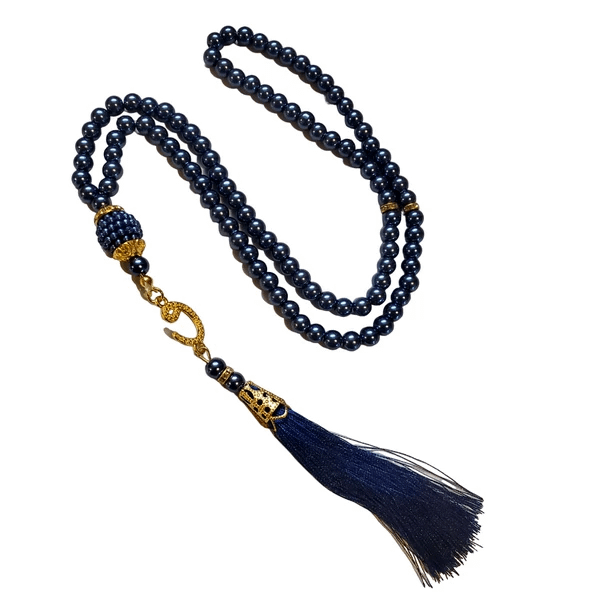 tasbih 99 perles rondes couleur bleue